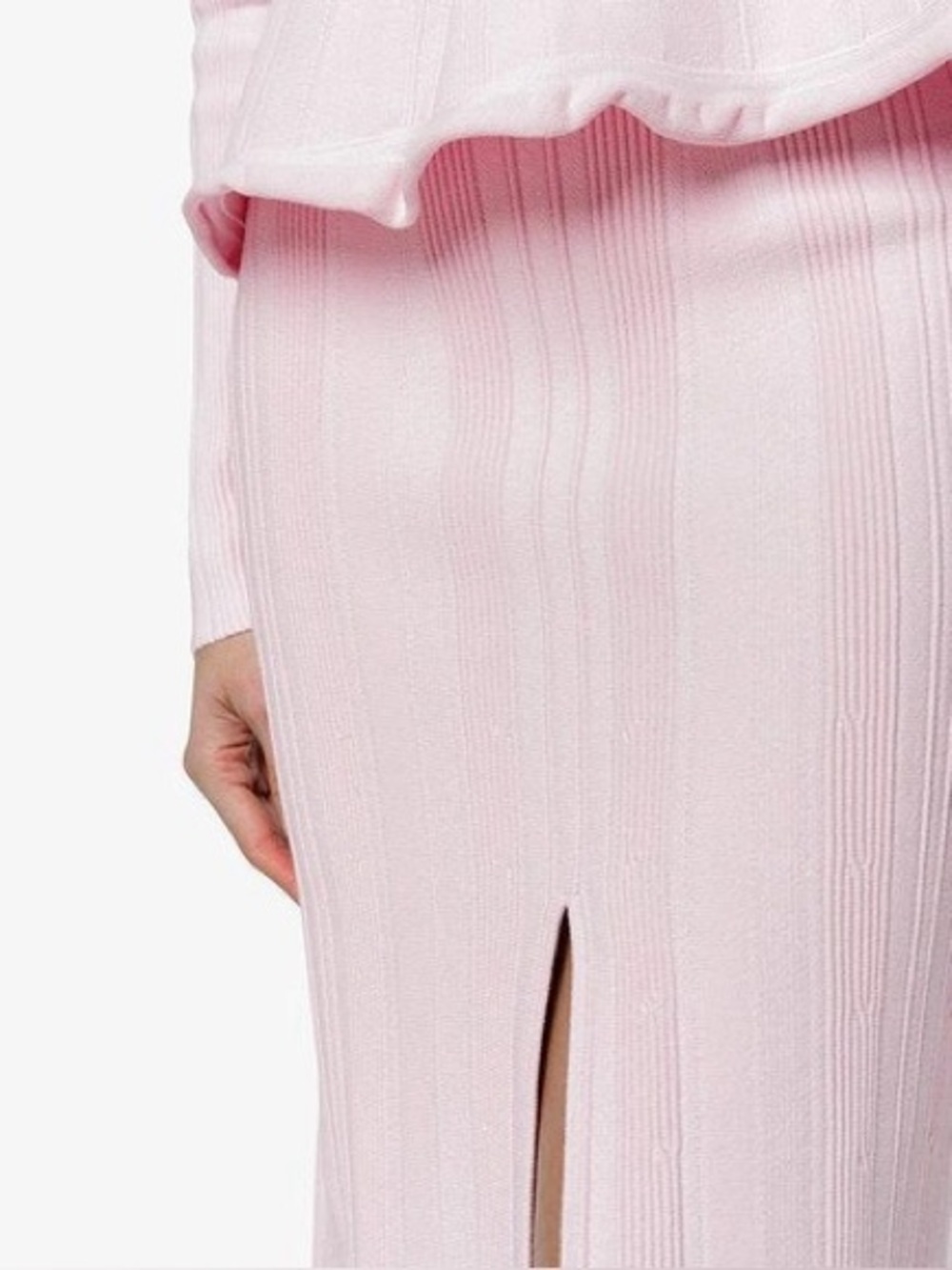 Proenza Schouler RIBBED STRETCH-KNIT MIDI SKIRT IN BABY PINK Sz large NWT - Picture 10 of 13